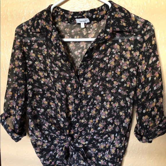 TeenBell Tops - Black Floral Top